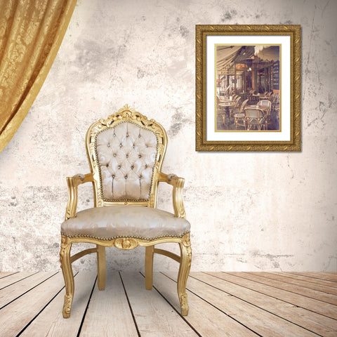 Paris Cafe I Gold Ornate Wood Framed Art Print with Double Matting by Navas, Emily