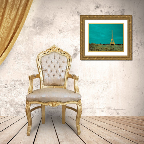 Teal Paris Gold Ornate Wood Framed Art Print with Double Matting by Navas, Emily