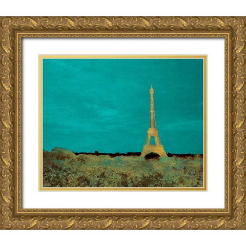 Teal Paris Gold Ornate Wood Framed Art Print with Double Matting by Navas, Emily