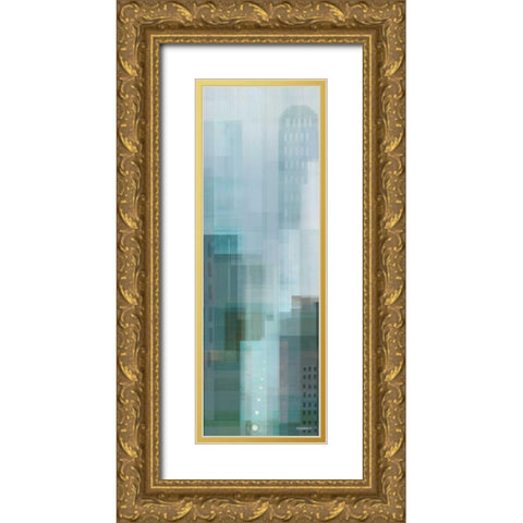 City Emerald Panel II Gold Ornate Wood Framed Art Print with Double Matting by Meneely, Dan