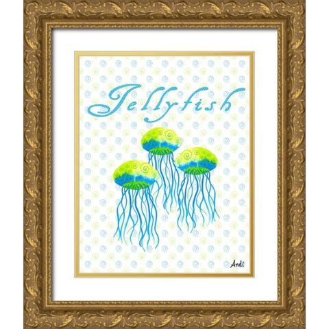 The Sea Swirl IV Gold Ornate Wood Framed Art Print with Double Matting by Metz, Andi