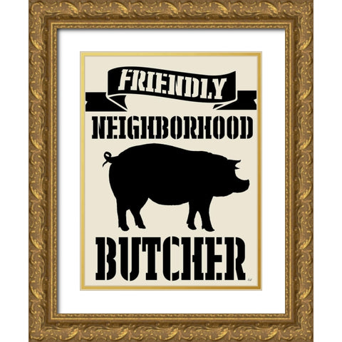 Neighborhood Butcher Gold Ornate Wood Framed Art Print with Double Matting by Metz, Andi