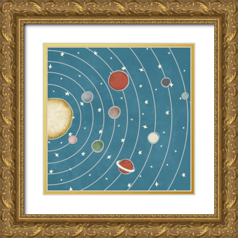 The Complete Solar System Gold Ornate Wood Framed Art Print with Double Matting by Medley, Elizabeth