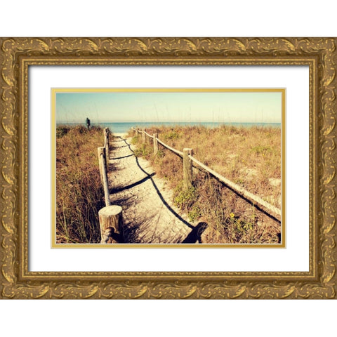 Sandy Path I Gold Ornate Wood Framed Art Print with Double Matting by Peck, Gail