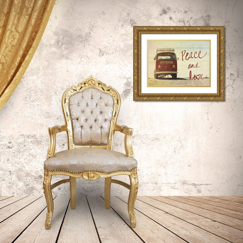 Peace and Love Border Gold Ornate Wood Framed Art Print with Double Matting by Peck, Gail