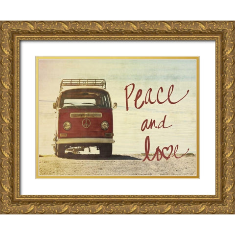 Peace and Love Border Gold Ornate Wood Framed Art Print with Double Matting by Peck, Gail