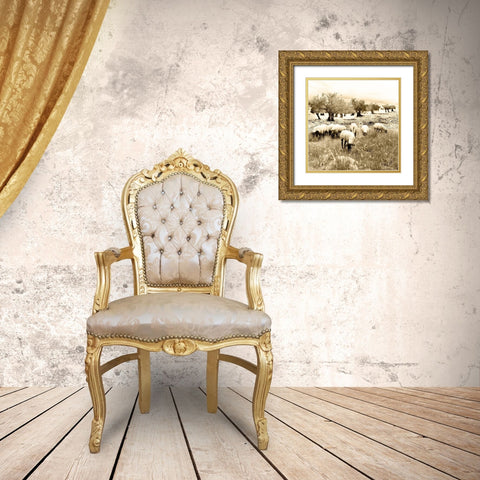 Out In The Fields Gold Ornate Wood Framed Art Print with Double Matting by Mabat, Ynon