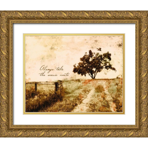 Always take the Scenic Route Gold Ornate Wood Framed Art Print with Double Matting by Mabat, Ynon