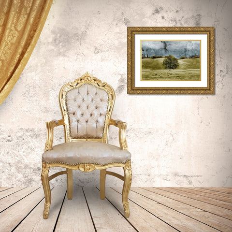 Tree in the Valley Gold Ornate Wood Framed Art Print with Double Matting by Mabat, Ynon