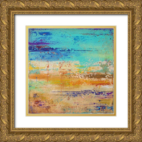 Abstract Multicolored Gold Ornate Wood Framed Art Print with Double Matting by Pinto, Patricia
