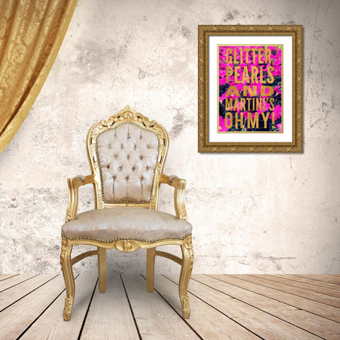 Glittery Flower III Gold Ornate Wood Framed Art Print with Double Matting by Bryant, Susan