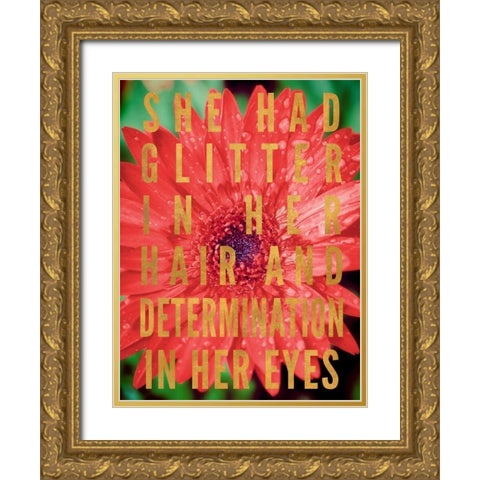 Glittery Flower II Gold Ornate Wood Framed Art Print with Double Matting by Bryant, Susan