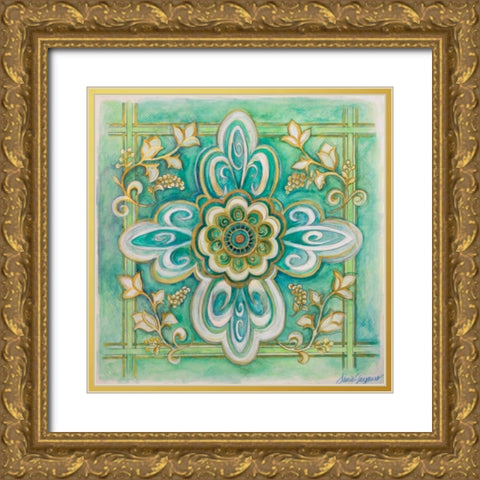 French Medallion II Gold Ornate Wood Framed Art Print with Double Matting by Gaynor, Janice
