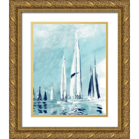 Tall Fantasy Sails Gold Ornate Wood Framed Art Print with Double Matting by Meneely, Dan