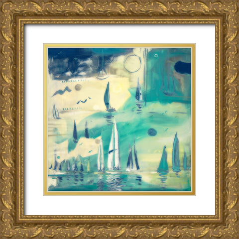 Fantasy Sailing Gold Ornate Wood Framed Art Print with Double Matting by Meneely, Dan