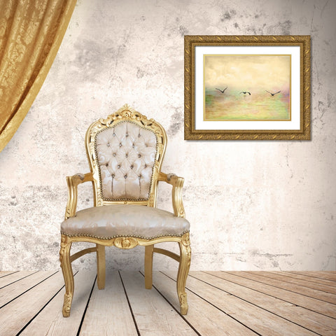 Seagulls in the Sky I Gold Ornate Wood Framed Art Print with Double Matting by Mabat, Ynon