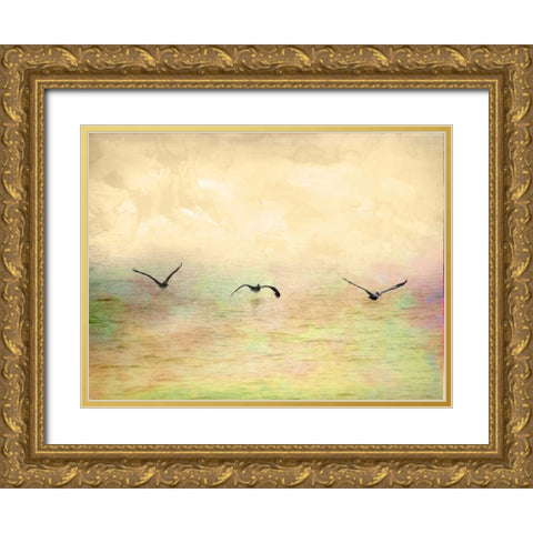 Seagulls in the Sky I Gold Ornate Wood Framed Art Print with Double Matting by Mabat, Ynon