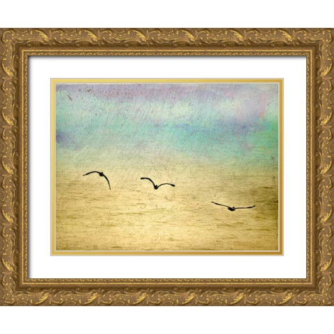 Seagulls in the Sky II Gold Ornate Wood Framed Art Print with Double Matting by Mabat, Ynon
