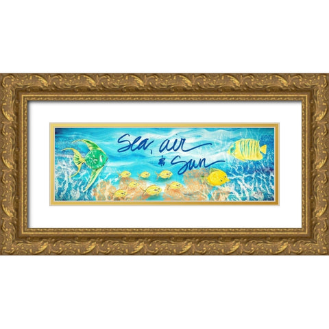 Under the Sea Panel I Gold Ornate Wood Framed Art Print with Double Matting by DeRice, Julie