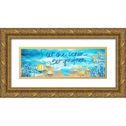 Under the Sea Panel II Gold Ornate Wood Framed Art Print with Double Matting by DeRice, Julie