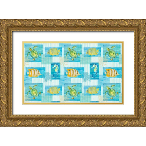 Sealife Rectangle II Gold Ornate Wood Framed Art Print with Double Matting by DeRice, Julie