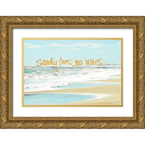 Sandy Toes, No Woes Gold Ornate Wood Framed Art Print with Double Matting by Nawrocke, Bruce