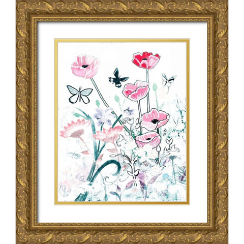 All White Garden Gold Ornate Wood Framed Art Print with Double Matting by Maria, Robin