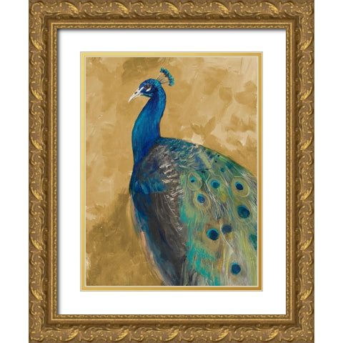 Royal Plume on Gold Gold Ornate Wood Framed Art Print with Double Matting by Maria, Robin