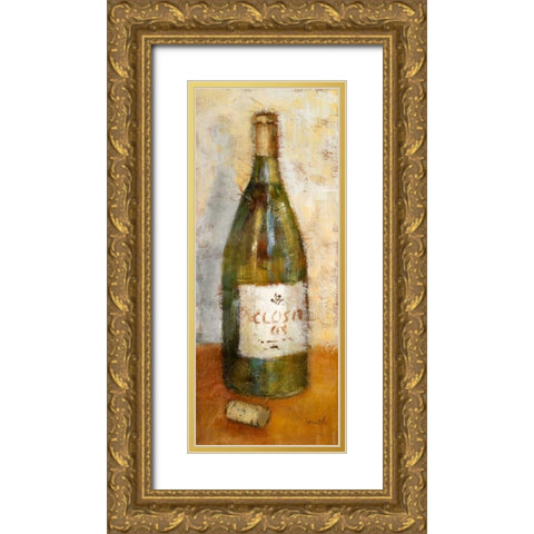 White Wine and Cork Gold Ornate Wood Framed Art Print with Double Matting by Loreth, Lanie