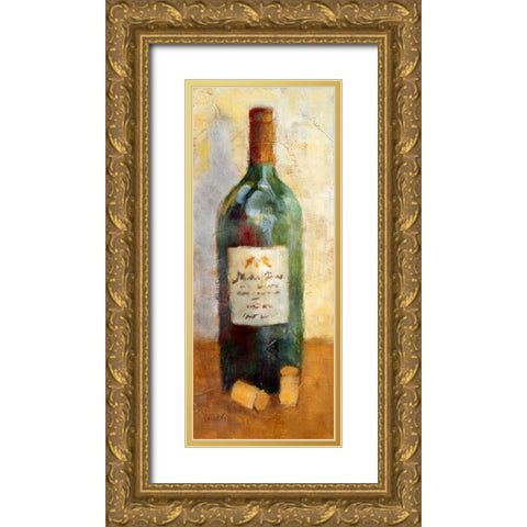 Red Wine and Cork Gold Ornate Wood Framed Art Print with Double Matting by Loreth, Lanie