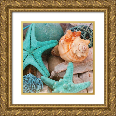 Bundle of Shells Square I Gold Ornate Wood Framed Art Print with Double Matting by Bryant, Susan