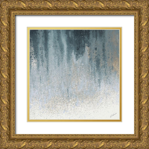 Teal Summer Woods I Gold Ornate Wood Framed Art Print with Double Matting by Mercado, M.