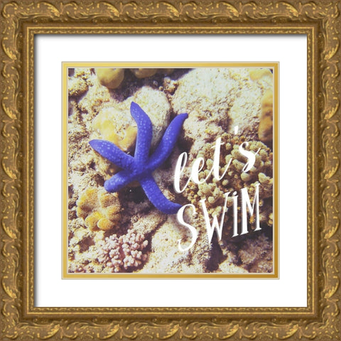 Lets Swim Gold Ornate Wood Framed Art Print with Double Matting by Mansfield, Kathy