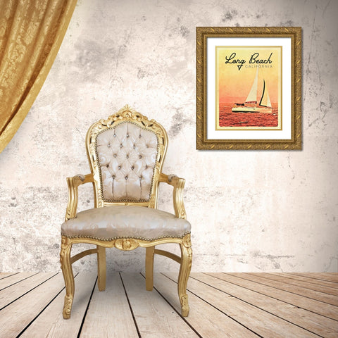 Long Beach, California Gold Ornate Wood Framed Art Print with Double Matting by Mansfield, Kathy