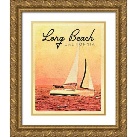 Long Beach, California Gold Ornate Wood Framed Art Print with Double Matting by Mansfield, Kathy