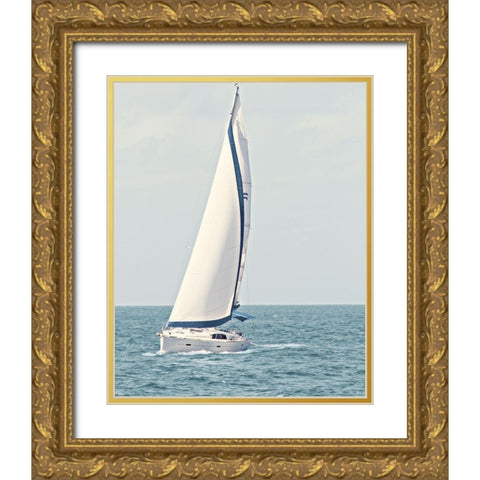 Sailboat in the Ocean Gold Ornate Wood Framed Art Print with Double Matting by Mansfield, Kathy