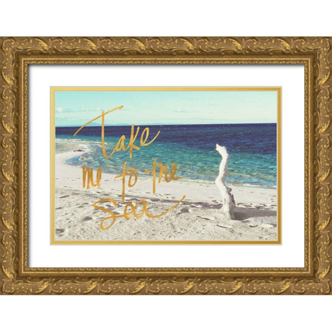 Beach Please II Gold Ornate Wood Framed Art Print with Double Matting by Mansfield, Kathy