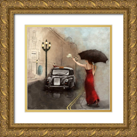 London Streets I Gold Ornate Wood Framed Art Print with Double Matting by SD Graphics Studio
