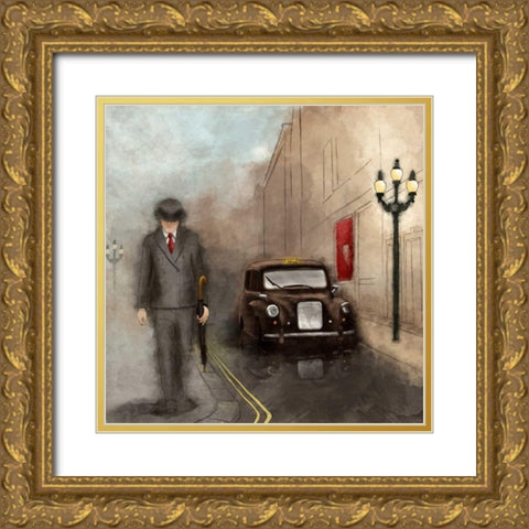 London Streets II Gold Ornate Wood Framed Art Print with Double Matting by SD Graphics Studio