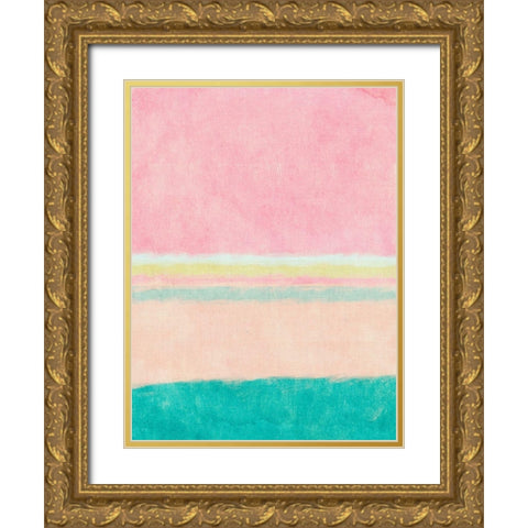 Rectangle Beach Blocks of Color I Gold Ornate Wood Framed Art Print with Double Matting by SD Graphics Studio