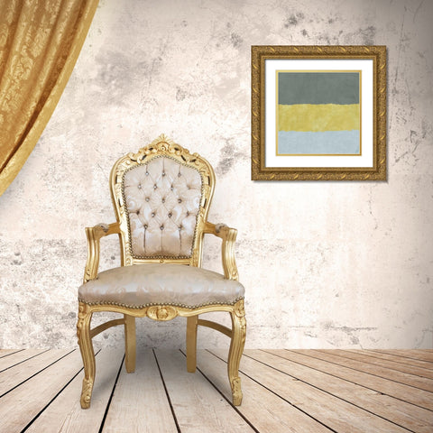 Gray Blocks of Color II Gold Ornate Wood Framed Art Print with Double Matting by SD Graphics Studio