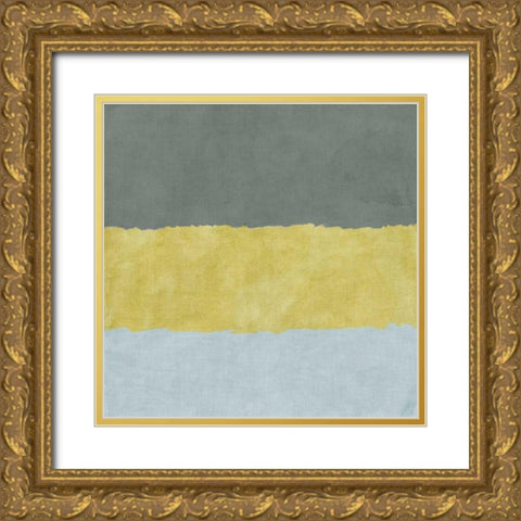 Gray Blocks of Color II Gold Ornate Wood Framed Art Print with Double Matting by SD Graphics Studio