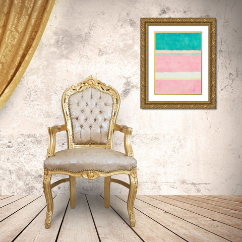 Rectangle Beach Blocks of Color II Gold Ornate Wood Framed Art Print with Double Matting by SD Graphics Studio