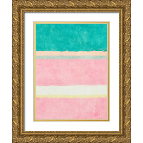 Rectangle Beach Blocks of Color II Gold Ornate Wood Framed Art Print with Double Matting by SD Graphics Studio