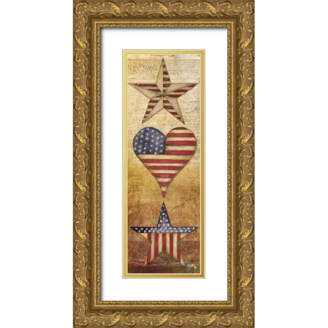 America Stars I Gold Ornate Wood Framed Art Print with Double Matting by Medley, Elizabeth