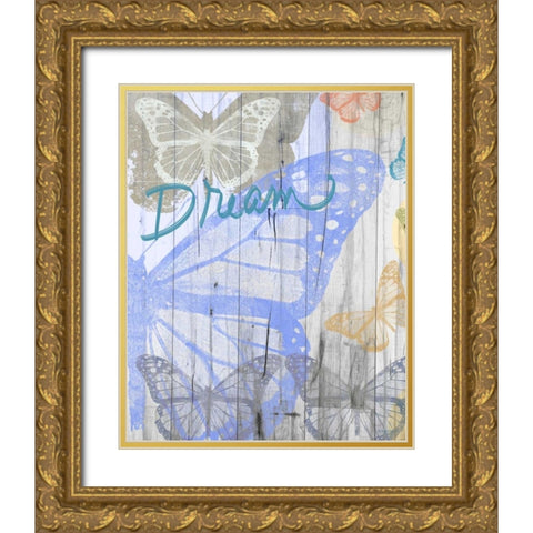 Butterfly Garden Dream Gold Ornate Wood Framed Art Print with Double Matting by Meneely, Dan