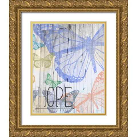 Butterfly Garden Hope Gold Ornate Wood Framed Art Print with Double Matting by Meneely, Dan
