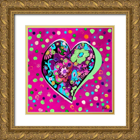 Neon Hearts of Love II Gold Ornate Wood Framed Art Print with Double Matting by Pinto, Patricia