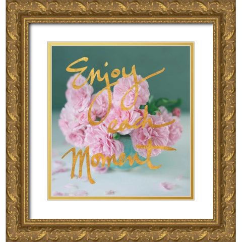 Enjoy Each Moment Gold Ornate Wood Framed Art Print with Double Matting by Gardner, Sarah