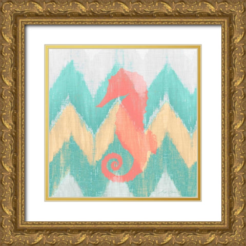 Sea Creature on Chevron II Gold Ornate Wood Framed Art Print with Double Matting by Edwins, Hugo
